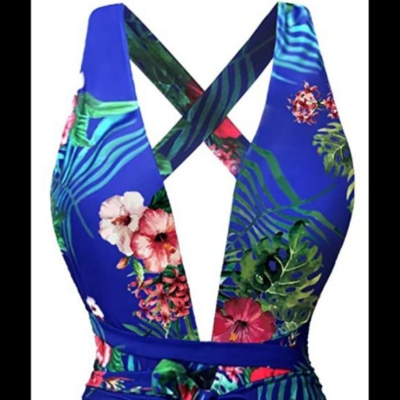 Begonia K Tropical Print One Piece Swimsuit Monkini Large - Picture 3 of 6